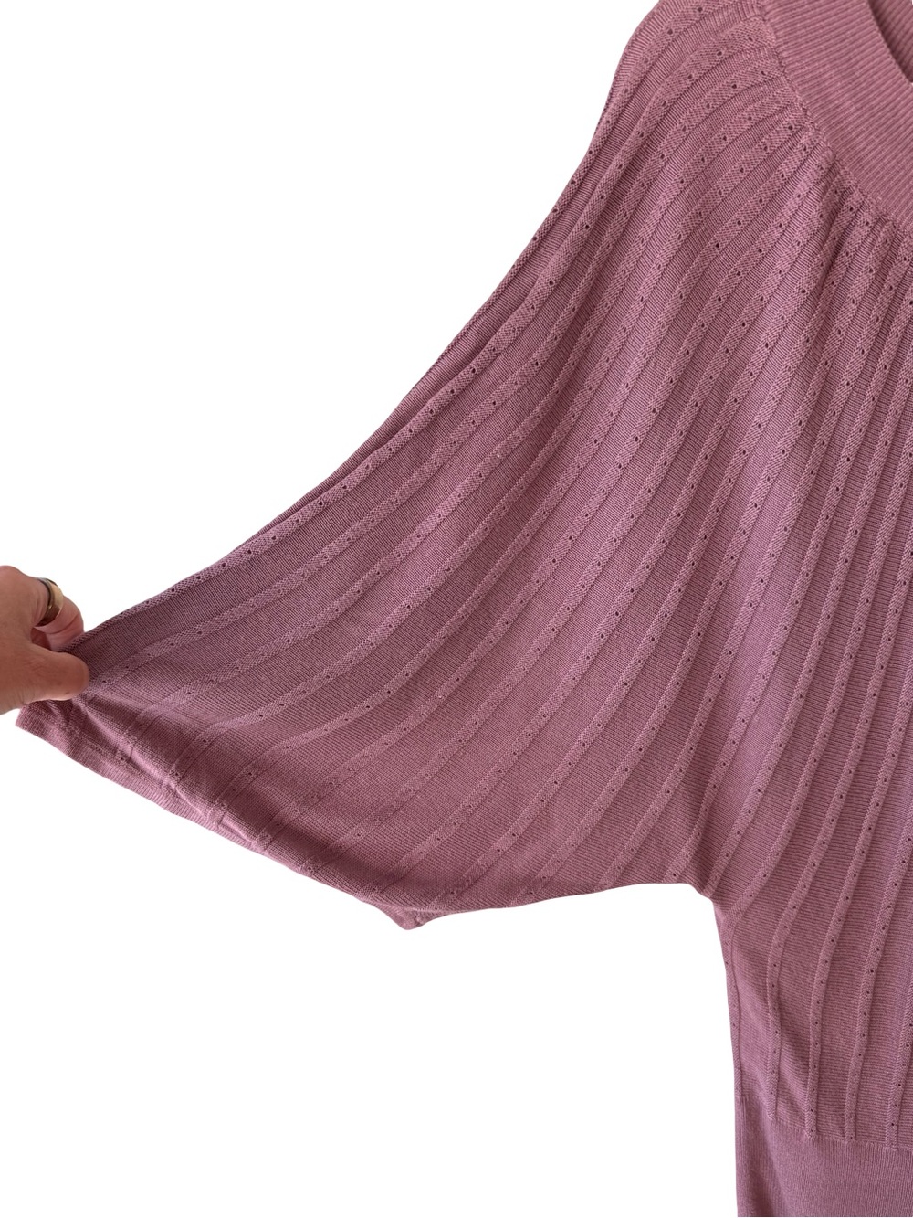 H&M Dusty Mauve Ribbed Scoop-Neck Sweater Dress Tunic Size XS Y2K Cottagecore - Picture 9 of 11